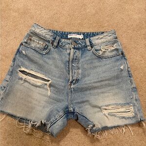 Garage Light Blue Distressed Jean Shorts